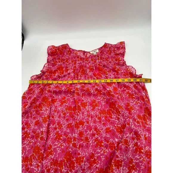 Umgee Women Size Large Pink Floral Metallic Flutter Sleeve Dress NWT - Picture 5 of 10